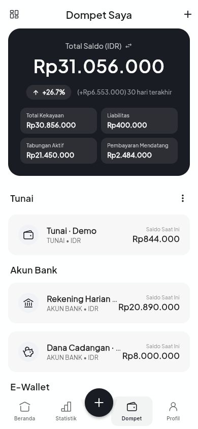 Tampilan Ollo dengan data demo